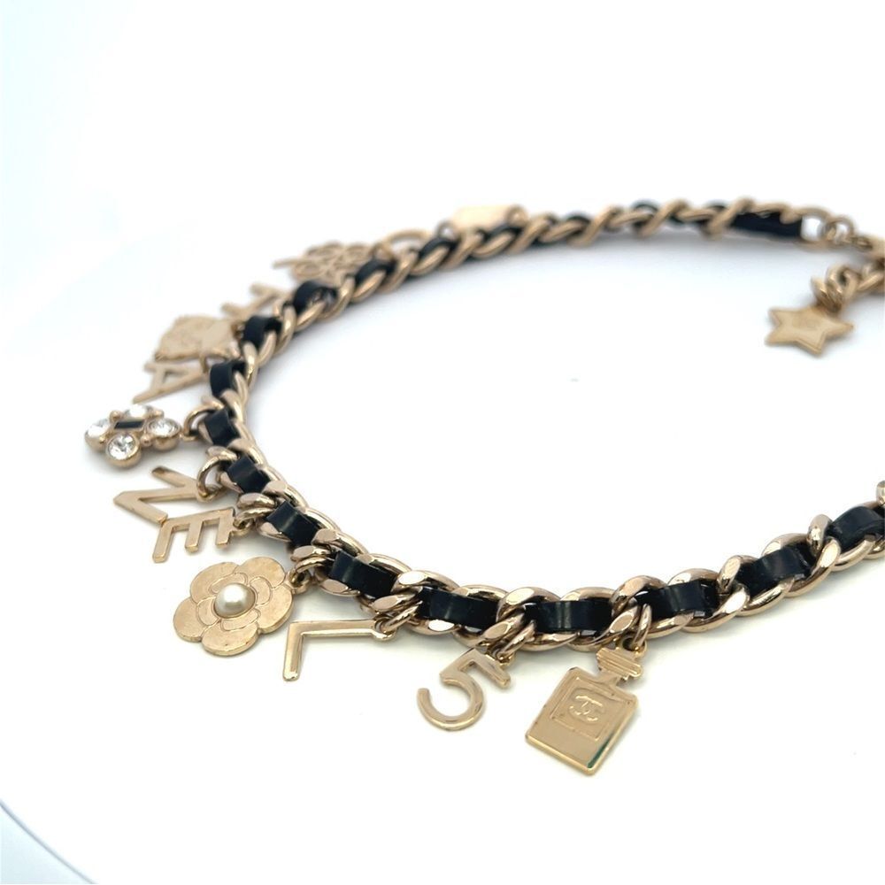 Chanel Carm Choker Necklace Faux Leather and Gold Tone - Picture 5 of 6